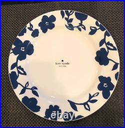 S/4 KATE SPADE Primrose Drive Floral Cobalt Blue 11 1/2 Dinner Plates NWT