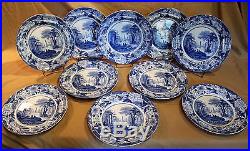 Set 10 Georgian Wedgwood Blue/White Pearlware Claude Pattern Plates c. 1825-30