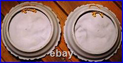 Set 2 Antique SCHAFER & VATER Blue Jasperware Wall Plaque Dishes CUPIDS/WOMEN 3D