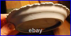 Set 2 Antique SCHAFER & VATER Blue Jasperware Wall Plaque Dishes CUPIDS/WOMEN 3D