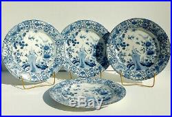 Set 4 Muirfield Imari Garden Dinner Plates Floral Cobalt Blue & White Porcelain