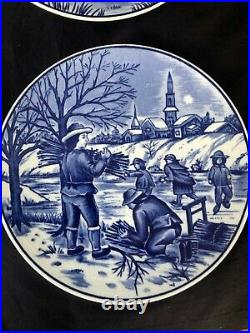 Set 4 ROYAL DELFT blue white pottery 4 seasons plates wall hanging