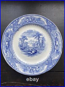 Set 4 Rare Lockhart & Arthur 1855-64 Blue & White Country Scenery Dinner Plates