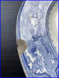 Set 4 Rare Lockhart & Arthur 1855-64 Blue & White Country Scenery Dinner Plates