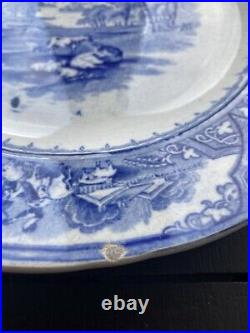 Set 4 Rare Lockhart & Arthur 1855-64 Blue & White Country Scenery Dinner Plates