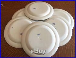 Set 6 Wedgwood Ferrara Blue And White 10 Dinner Plates Ship Scene England