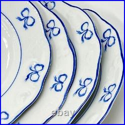 Set Of 4 Lovely Vista Alegre Ruban Blue Bread Plates Excellent Condition