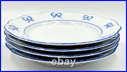 Set Of 4 Lovely Vista Alegre Ruban Blue Bread Plates Excellent Condition