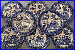 Set Of 8 Vintage Blue Willow divided/grill plates made in Occupied Japan