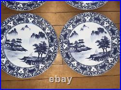 Set Of 9 CANTON BLUE and White Dinner Plates 10 5/8 Made in China