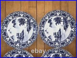 Set Of 9 CANTON BLUE and White Dinner Plates 10 5/8 Made in China