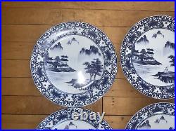 Set Of 9 CANTON BLUE and White Dinner Plates 10 5/8 Made in China