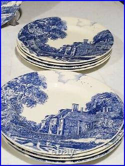 Set Of 9 Mintons England Blue And White Transferware Knowle Hall 6 Plates