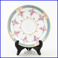 Set of 12 Minton China Persian Rose Saucer Plates 5.75 Aqua Rim & Pink Roses