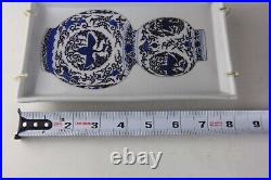 Set of 2 Fabienne Jouvin Paris Signed 8 Rectangle Plates with Blue & White China
