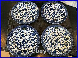 Set of 4 Ralph Lauren MANDARIN BLUE Blue & White Salad Plates - NWT