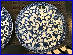 Set of 4 Ralph Lauren MANDARIN BLUE Blue & White Salad Plates - NWT