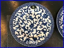 Set of 4 Ralph Lauren MANDARIN BLUE Blue & White Salad Plates - NWT