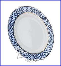 Set of 6 Russian Cobalt Blue Net Dessert Plates 8 St Petersburg Bone China