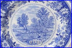 Set of 6 Spode Williamsburg COUNTRY SCENES Blue & White Plates 10 1/2