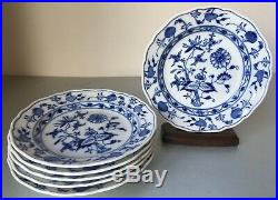 Set of 6x Antique Orig. Meissen Blue & White Onion Porcelain Tea Plates (7.75)
