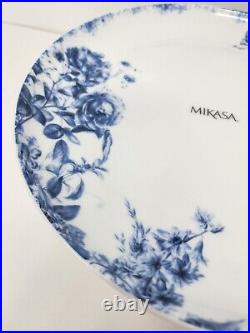 Set of 7 Mikasa Pippa 11 Dinner Plates White Bone China Blue Roses New