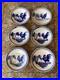 Set of six hand painted blue and white cockerel plates bowls Chinese vintage
