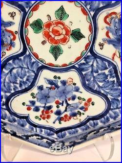 Signed 19th C Japanese Arita Imari Blue & White Porcelain Dish