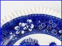 Six (6) Antique Spode Blue Tower Gadrooned Dinner Plates Blue And White English