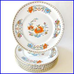 Six Magnificent Vieux Chine French Limoges Dinner Plates Orange Blue White