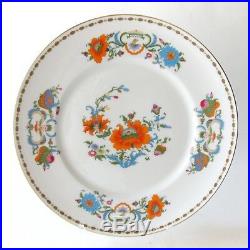 Six Magnificent Vieux Chine French Limoges Dinner Plates Orange Blue White