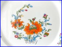 Six Magnificent Vieux Chine French Limoges Dinner Plates Orange Blue White