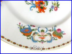 Six Magnificent Vieux Chine French Limoges Dinner Plates Orange Blue White