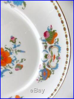 Six Magnificent Vieux Chine French Limoges Dinner Plates Orange Blue White