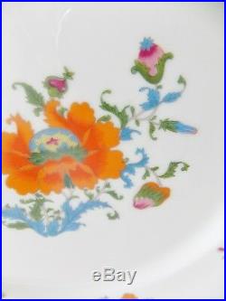 Six Magnificent Vieux Chine French Limoges Dinner Plates Orange Blue White