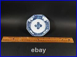 Small Antique Chinese Ming Transitional Blue White Octagonal Saucer Dish 17th C