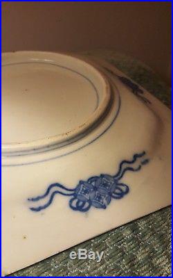 Sometsuke Japanese Antique Imari 19th C Porcelain Charger Blue White Fine Japan