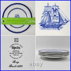 Spode Blue Clipper 6.25 inch Bread & Butter Plate Nautical Ship Brig Lot of 4
