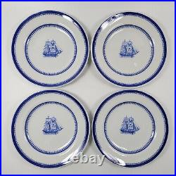 Spode Blue Clipper 6.25 inch Bread & Butter Plate Nautical Ship Brig Lot of 4