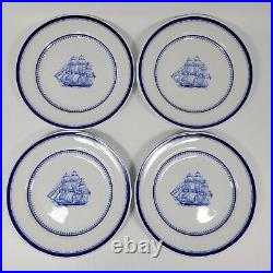 Spode Blue Clipper 7.5 inch Salad Plate Nautical Ship George of Salem Lot of 4