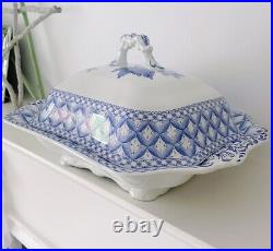 Spode Blue Geranium Covered Vegetable Dish/Tureen, Blue & White plus Cover, RARE