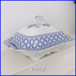 Spode Blue Geranium Covered Vegetable Dish/Tureen, Blue & White plus Cover, RARE