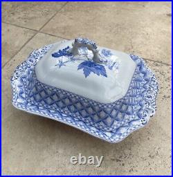 Spode Blue Geranium Covered Vegetable Dish/Tureen, Blue & White plus Cover, RARE