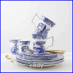 Spode Blue Italian 12 Piece Set Dinner, Side Plates & Mugs x4 Blue White UK Made