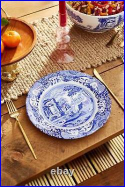 Spode Blue Italian 27cm Ceramic Plates Set 4 Blue & White Made In England UK