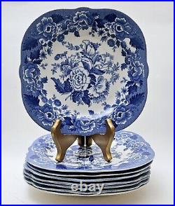Spode Blue Room British Flowers Poppy Buffet/Dessert Plates (8) Made In England
