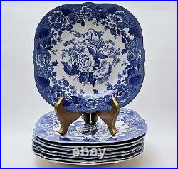 Spode Blue Room British Flowers Poppy Buffet/Dessert Plates (8) Made In England