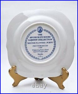 Spode Blue Room British Flowers Poppy Buffet/Dessert Plates (8) Made In England