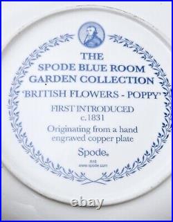 Spode Blue Room British Flowers Poppy Buffet/Dessert Plates (8) Made In England
