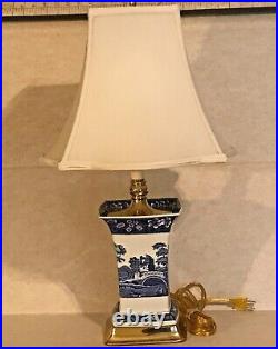 Spode Blue Tower Collection Blue Willow Porcelain Table Lamp c1980s Tested 3 way